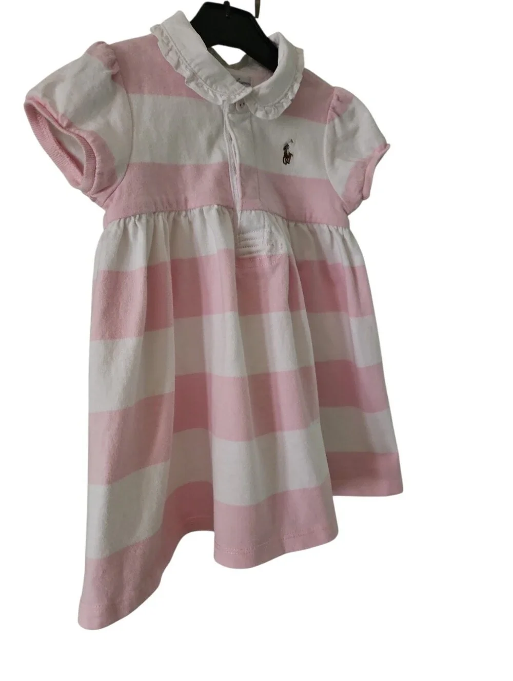 Ralph Lauren Pink Striped Polo Dress 18M Short Sleeve Collar